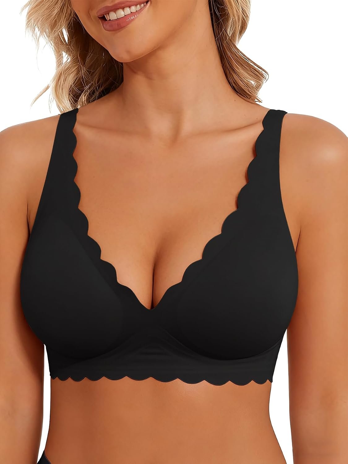 618UQk8yVyL._AC_SL1500_.jpg Seamless Wavy Edge Wire-Free Jelly Bra (Deep V Low-Cut Design) - Image 1