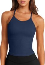 Women's Seamless Long Sports Vest Bra with Thin Straps
