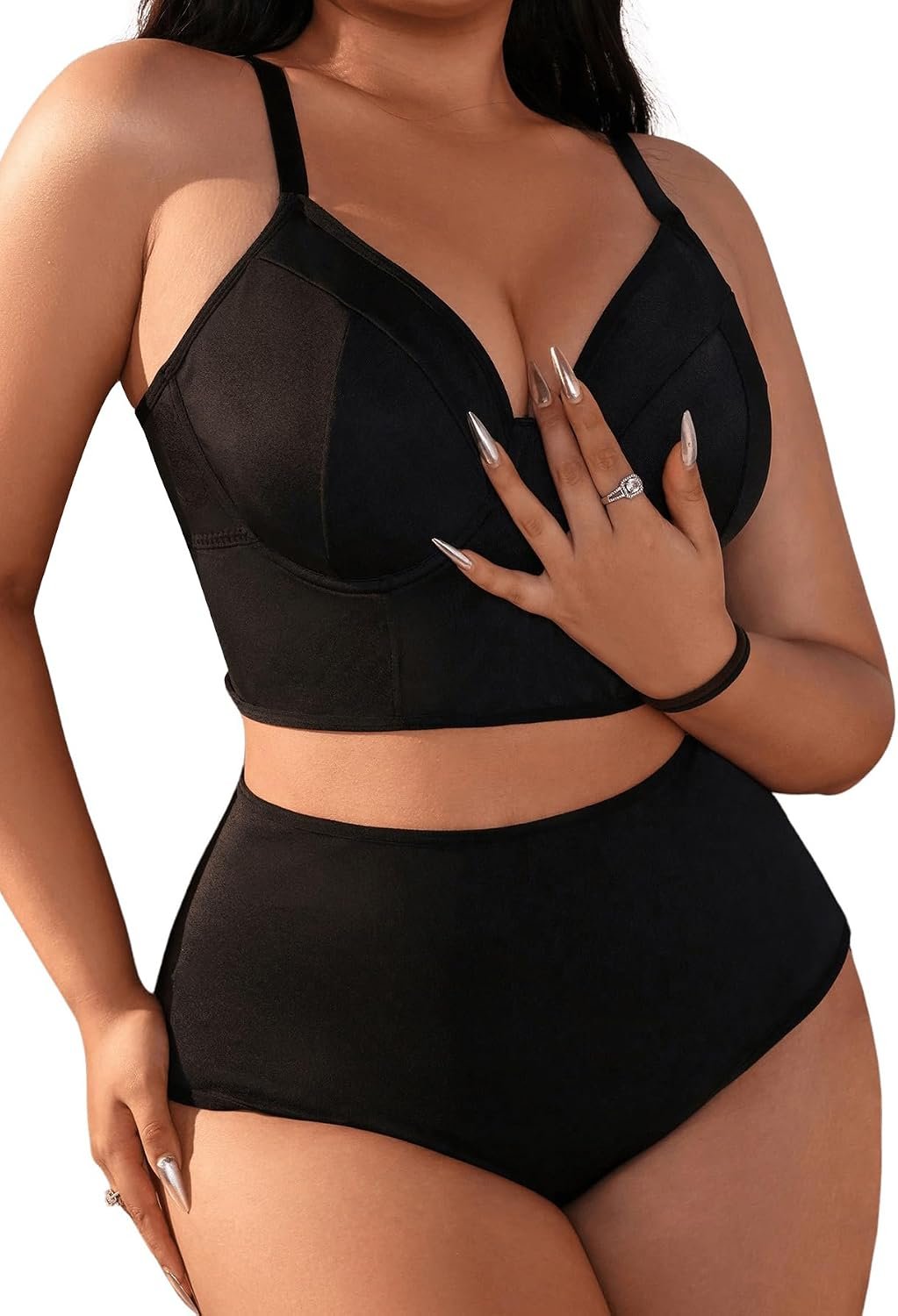 71XdnTyYUxL._AC_SL1500_.jpg Women Plus Size Lingerie Set Underwire Bra and Panty Sets - Image 1