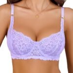 Women's Lace Underwire Bra (Sexy Mesh Half-Cup Unpadded)