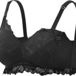 Lace Nursing Bra (Wire-free with padding, V-neck design, soft lace material)
