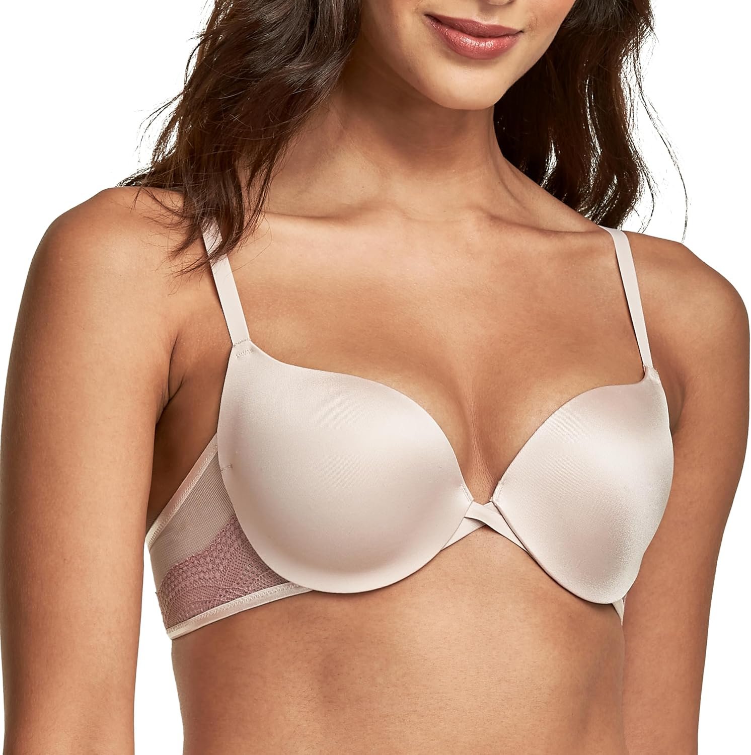 81QpLNBpRwL._AC_SL1500_.jpg Women's Push-Up Bra (Lace Half-Cup, Convertible Straps) - Image 1
